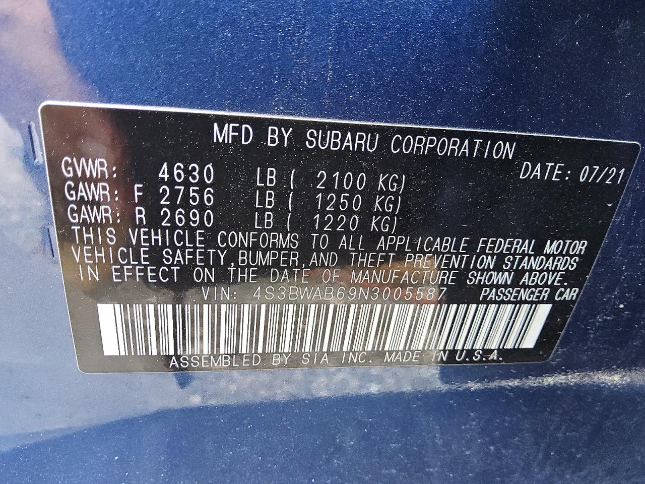 2022 SUBARU LEGACY