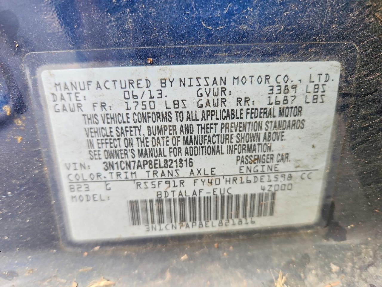 2014 NISSAN VERSA