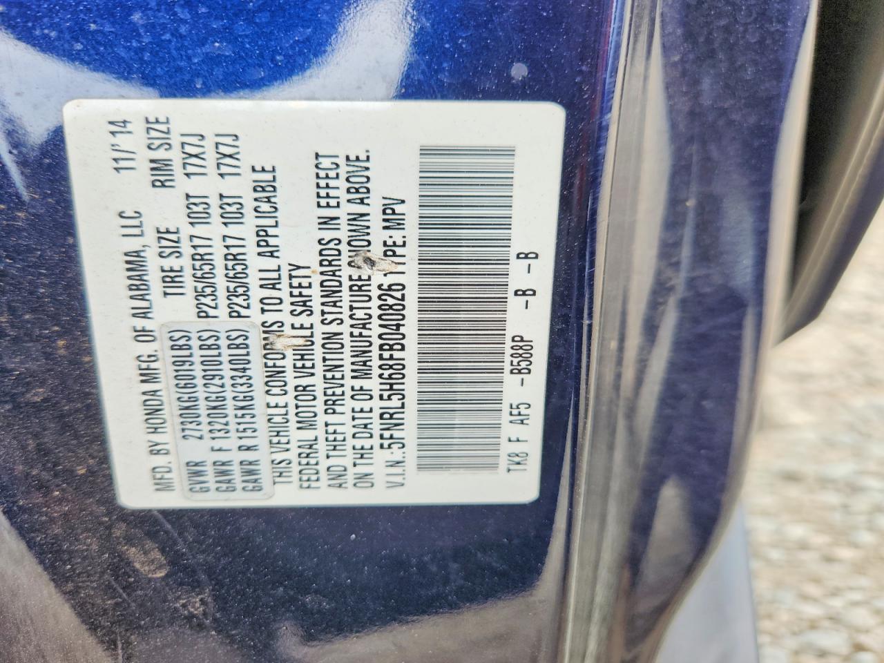 2015 HONDA ODYSSEY