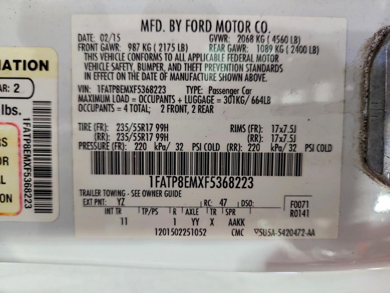 2015 FORD MUSTANG