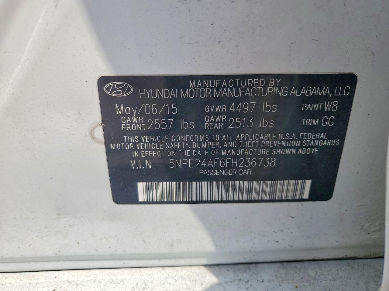 2015 HYUNDAI SONATA