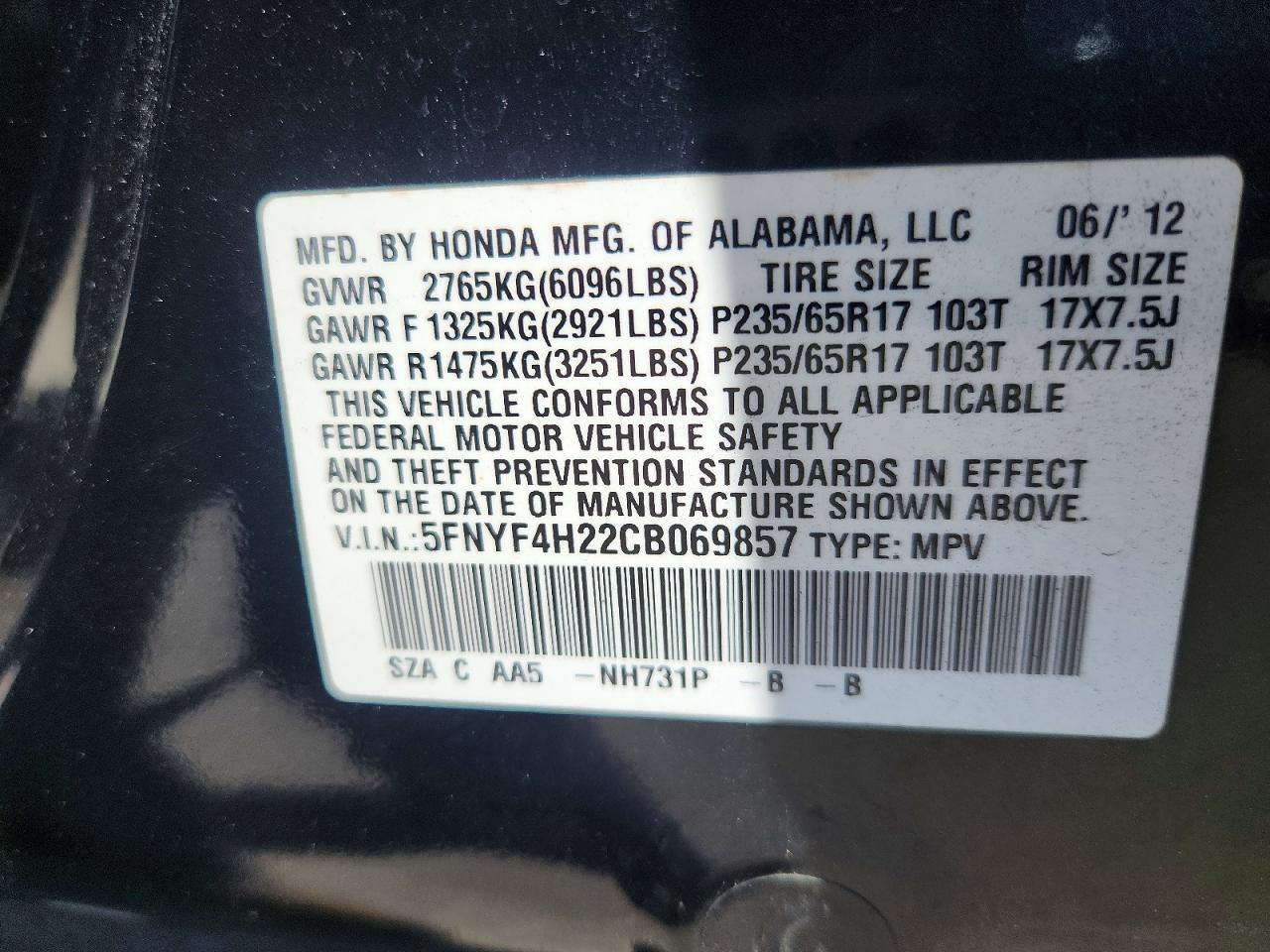 2012 HONDA PILOT