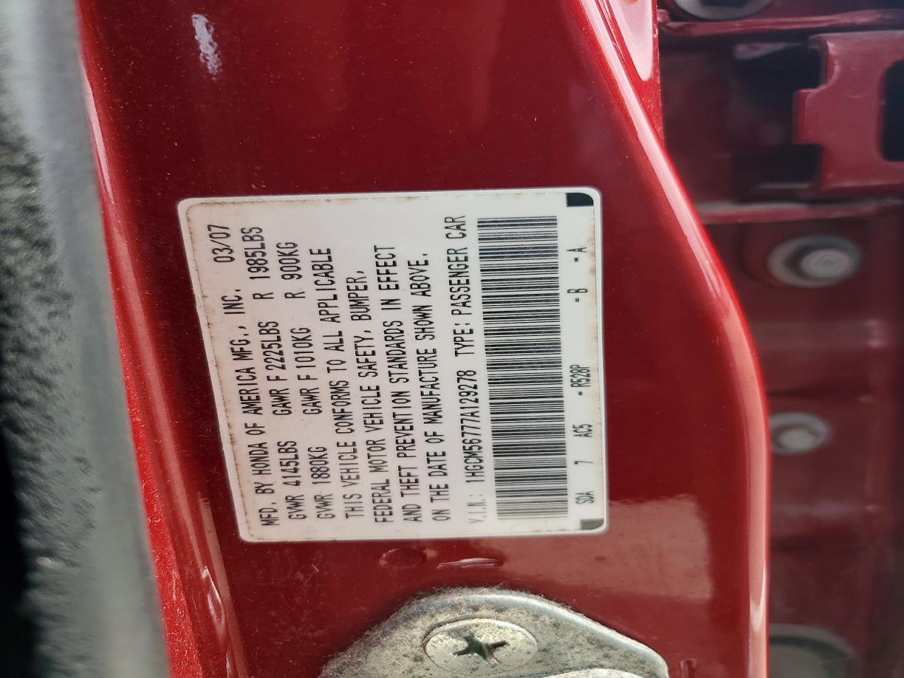 2007 HONDA ACCORD