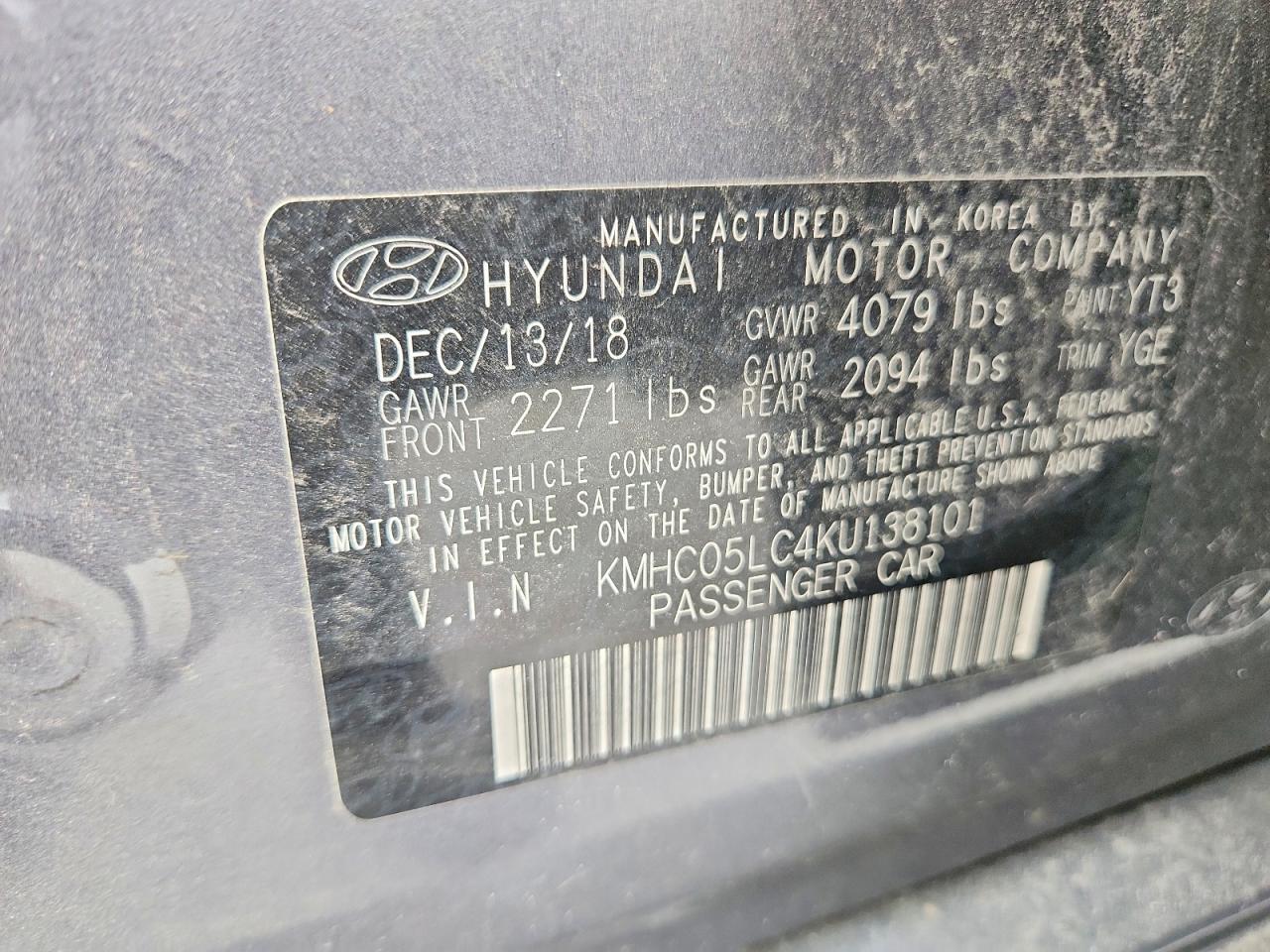 2019 HYUNDAI IONIQ