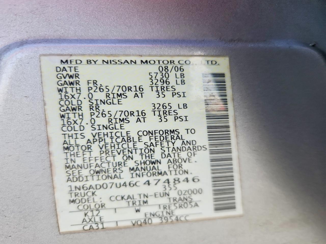 2006 NISSAN FRONTIER
