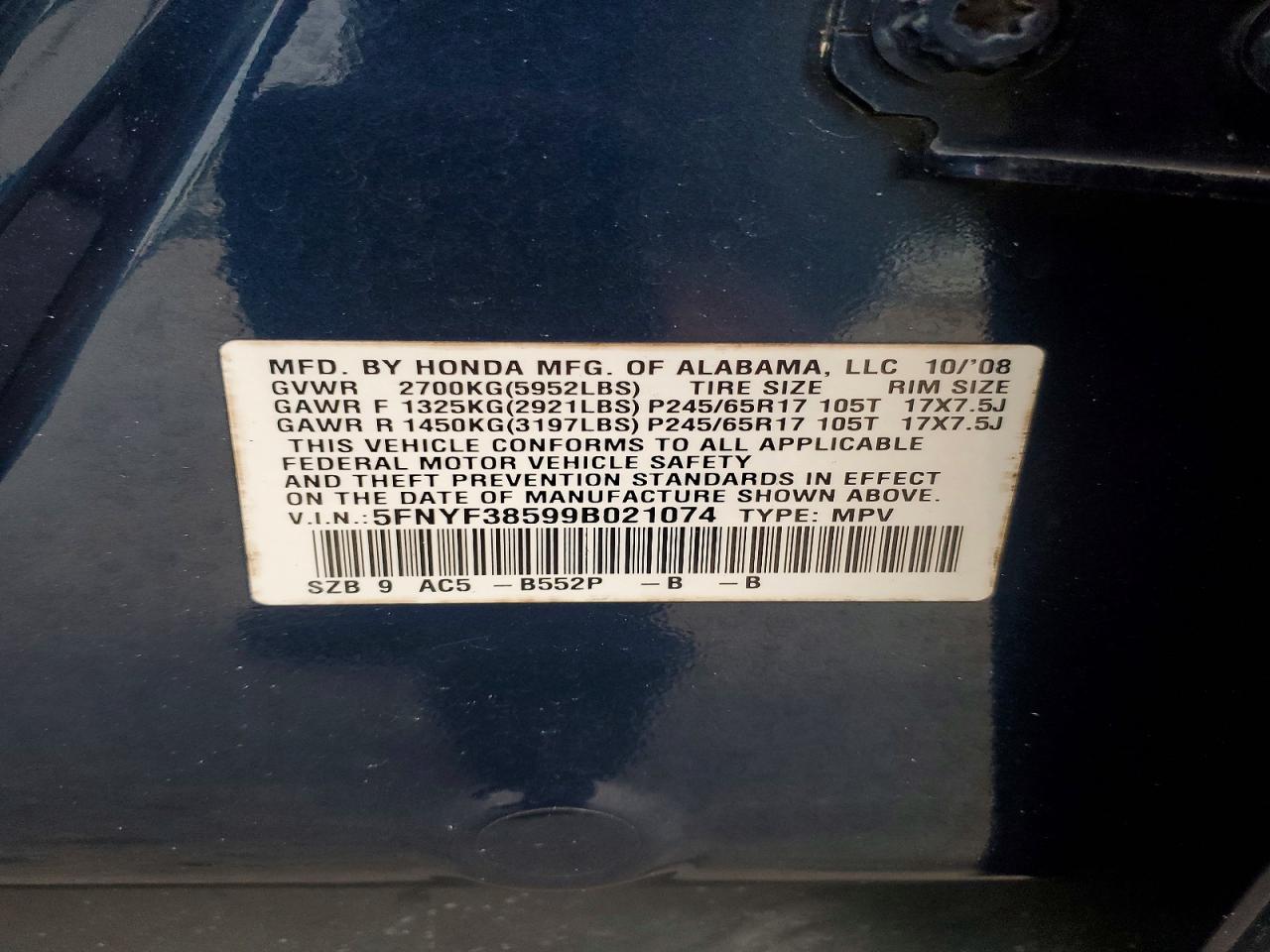 2009 HONDA PILOT