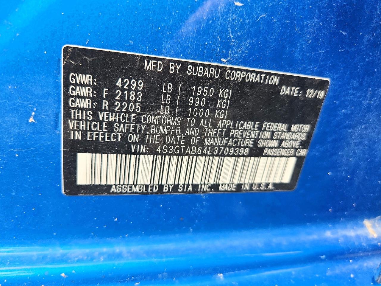2020 SUBARU IMPREZA