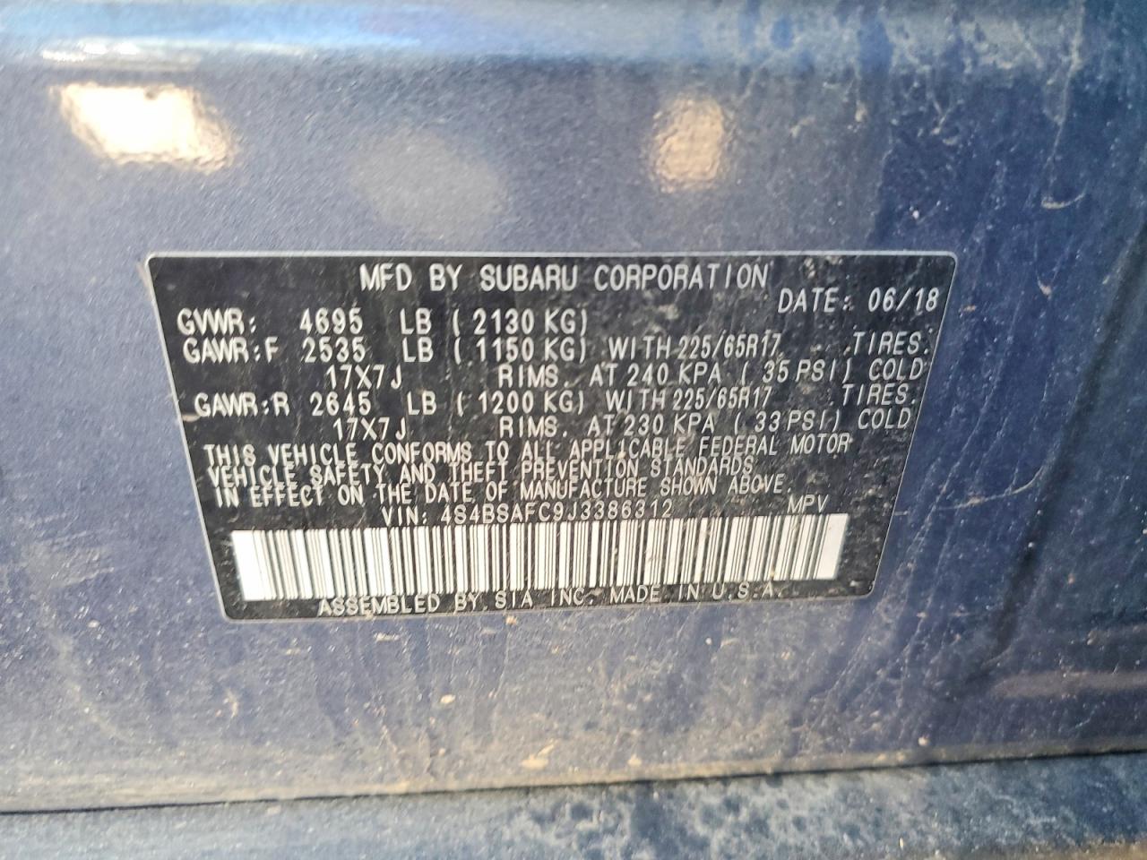 2018 SUBARU OUTBACK