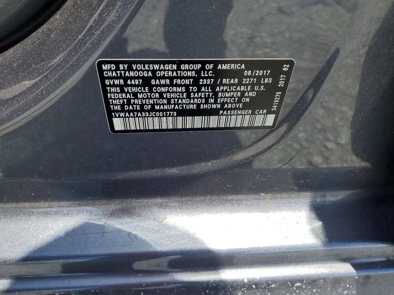 2018 VOLKSWAGEN PASSAT