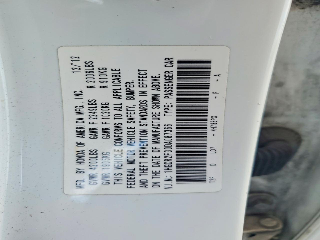 2013 HONDA ACCORD
