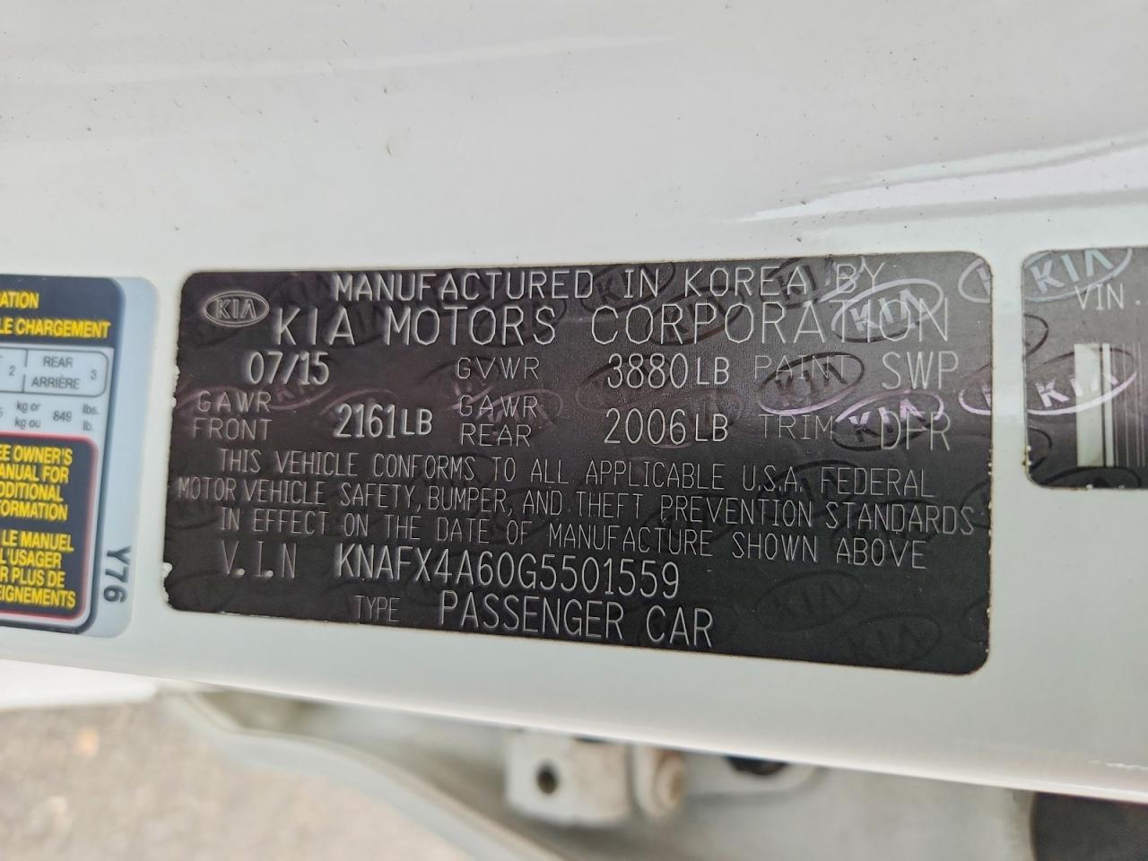 2016 KIA FORTE