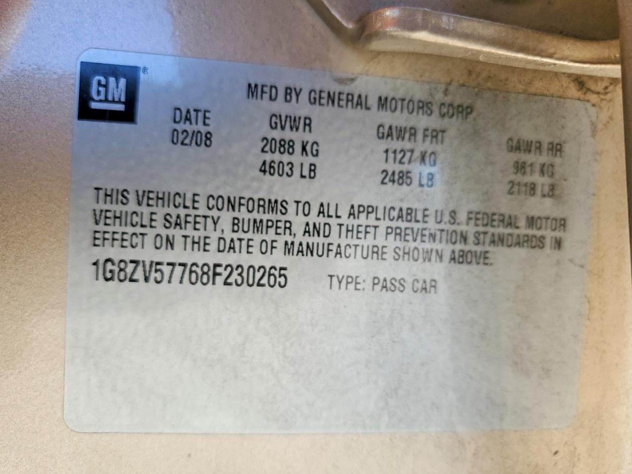 2008 SATURN AURA