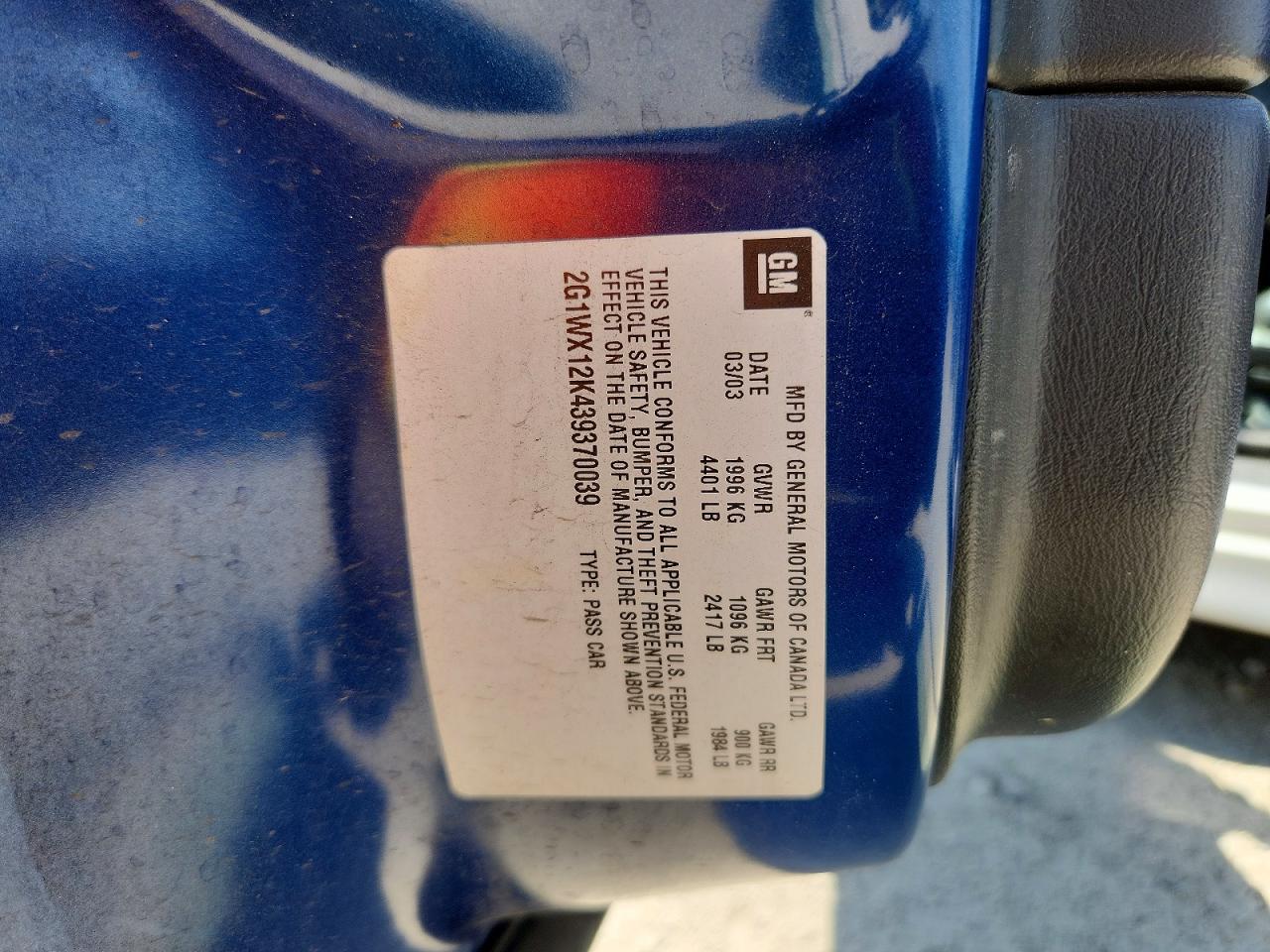 2003 CHEVROLET MONTECARLO