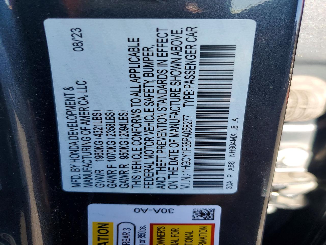 2023 HONDA ACCORD