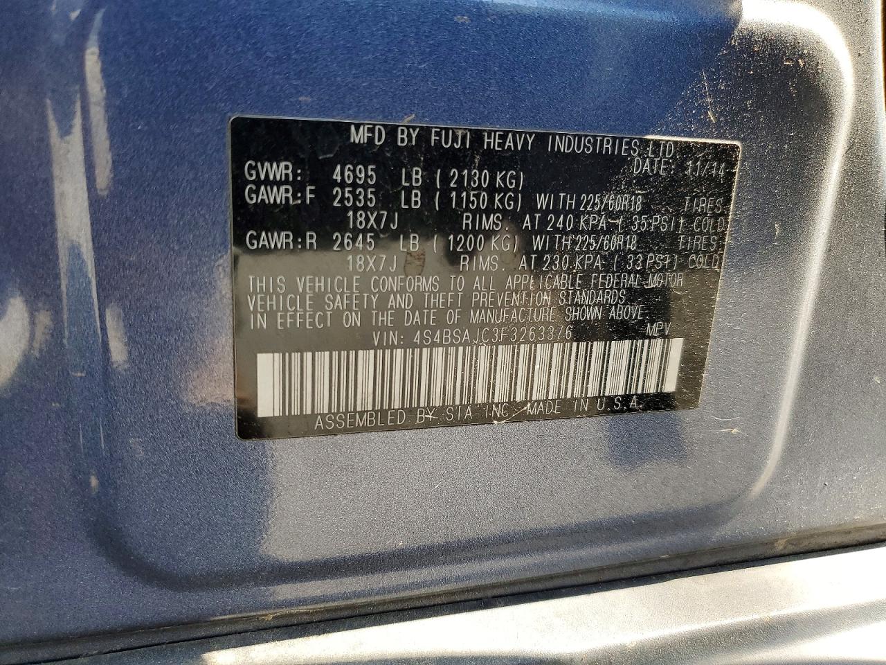 2015 SUBARU OUTBACK