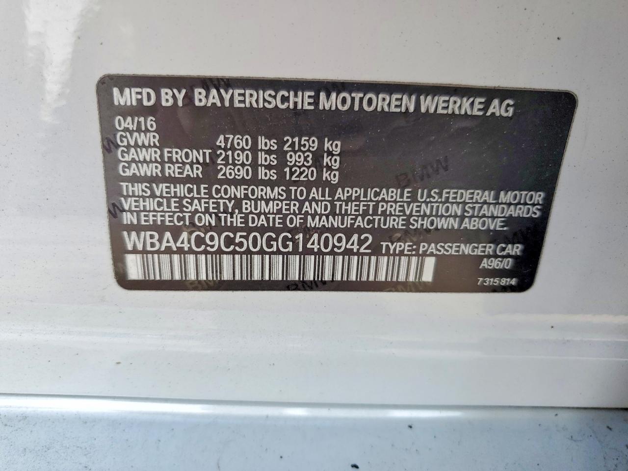 2016 BMW 4 SERIES