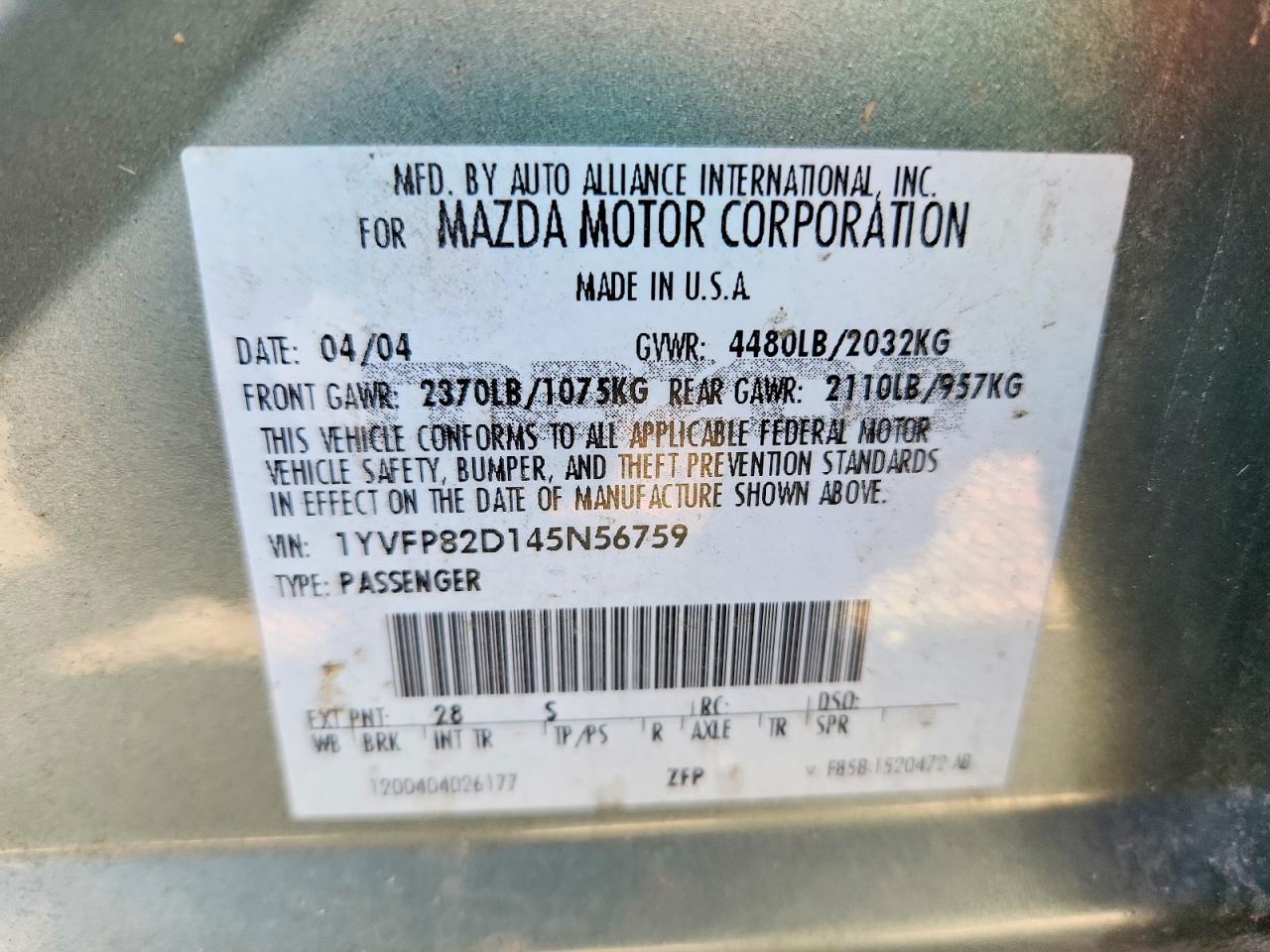 2004 MAZDA 6
