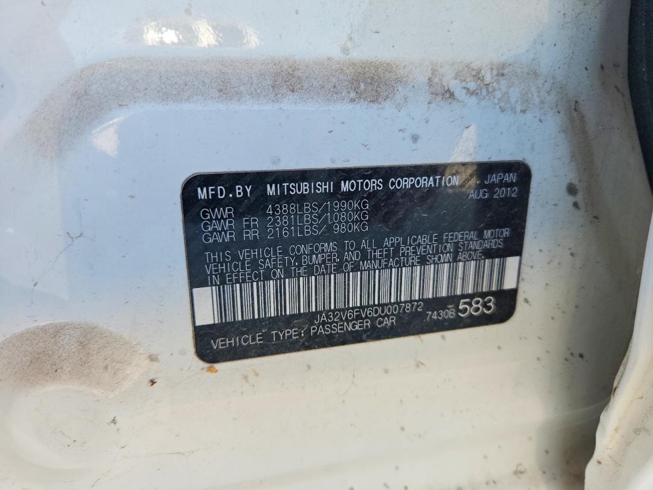 2013 MITSUBISHI LANCER