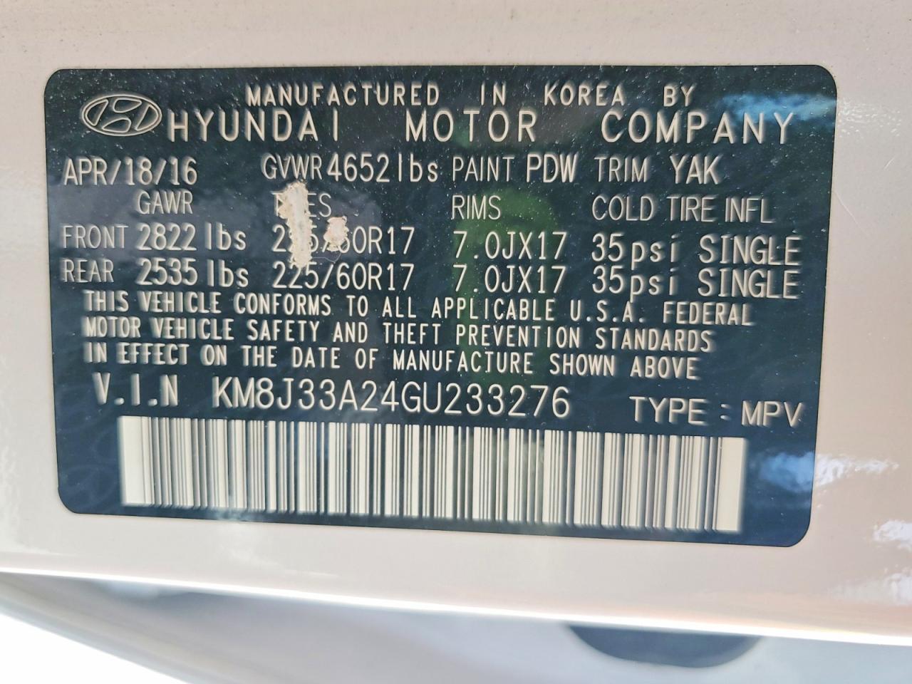 2016 HYUNDAI TUCSON