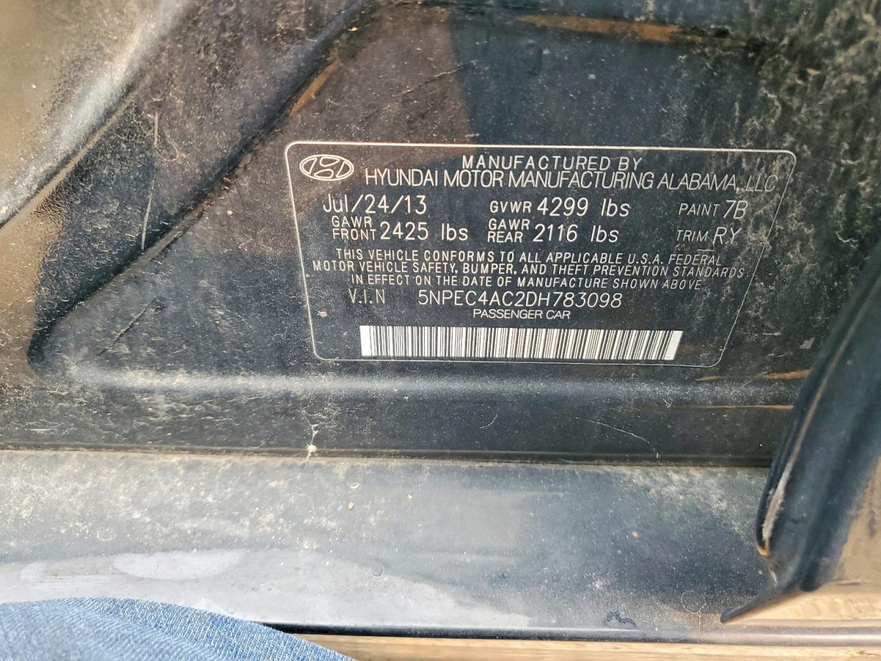 2013 HYUNDAI SONATA