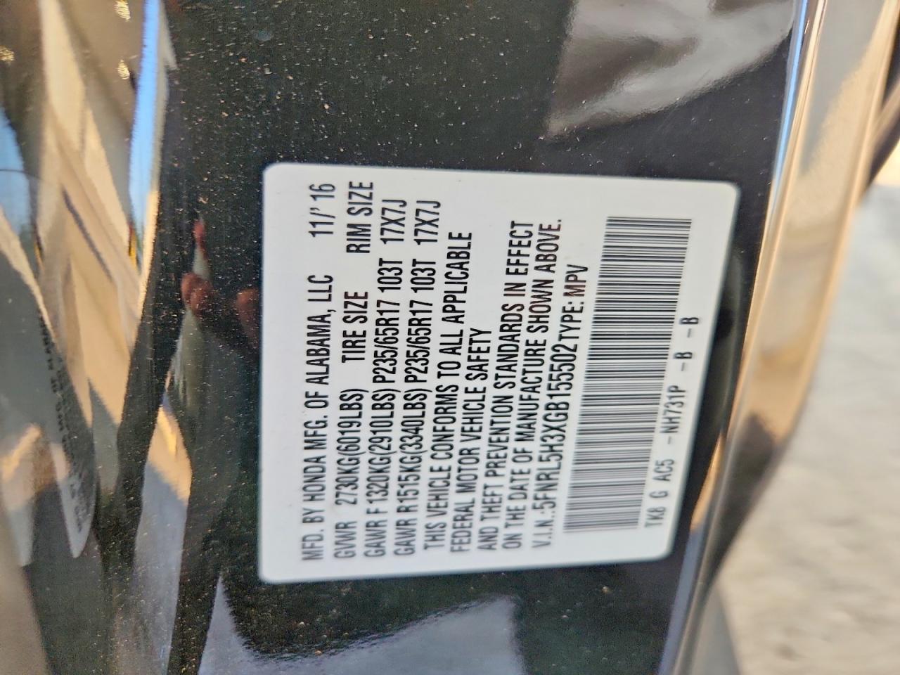 2016 HONDA ODYSSEY