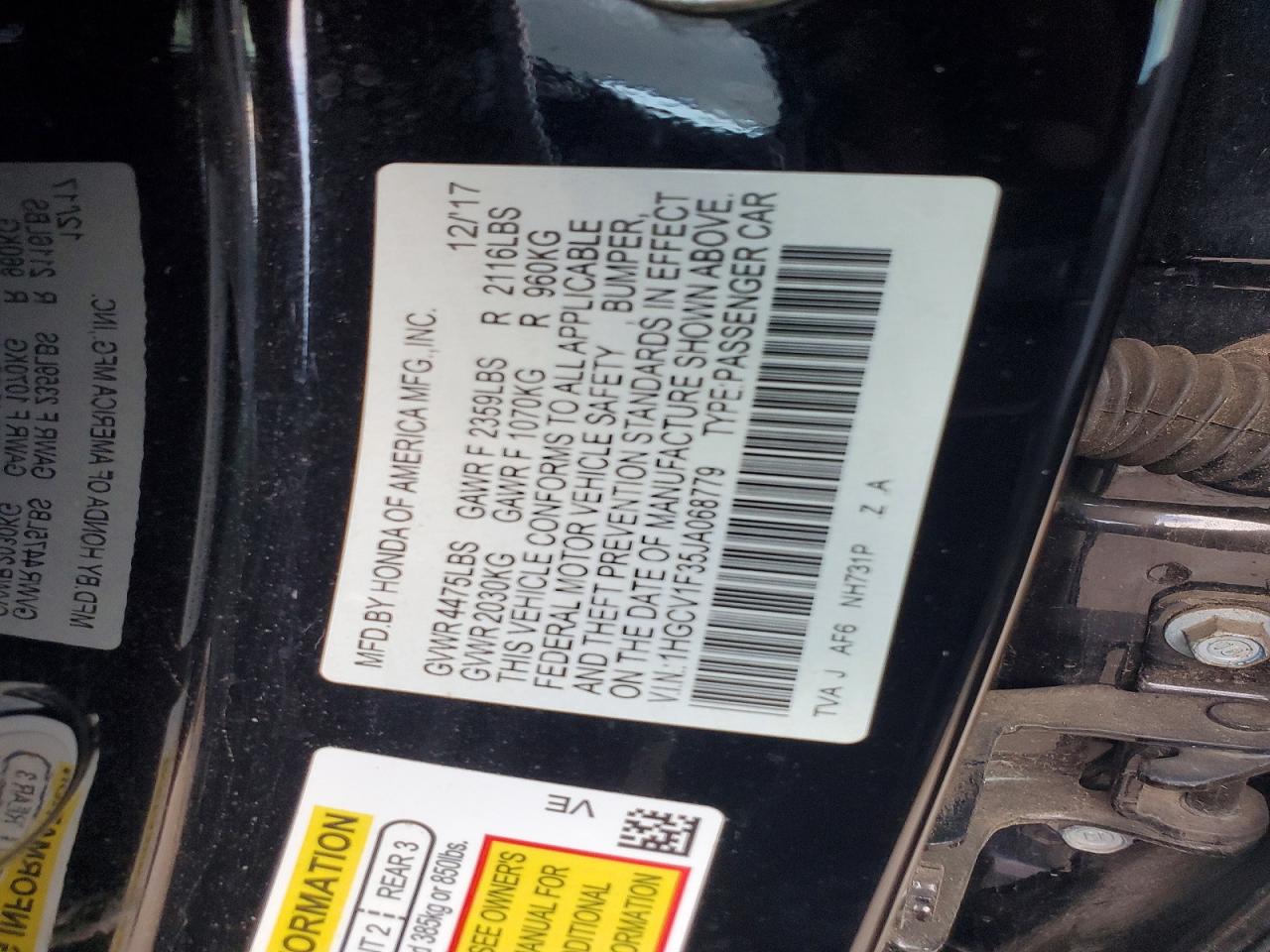 2018 HONDA ACCORD