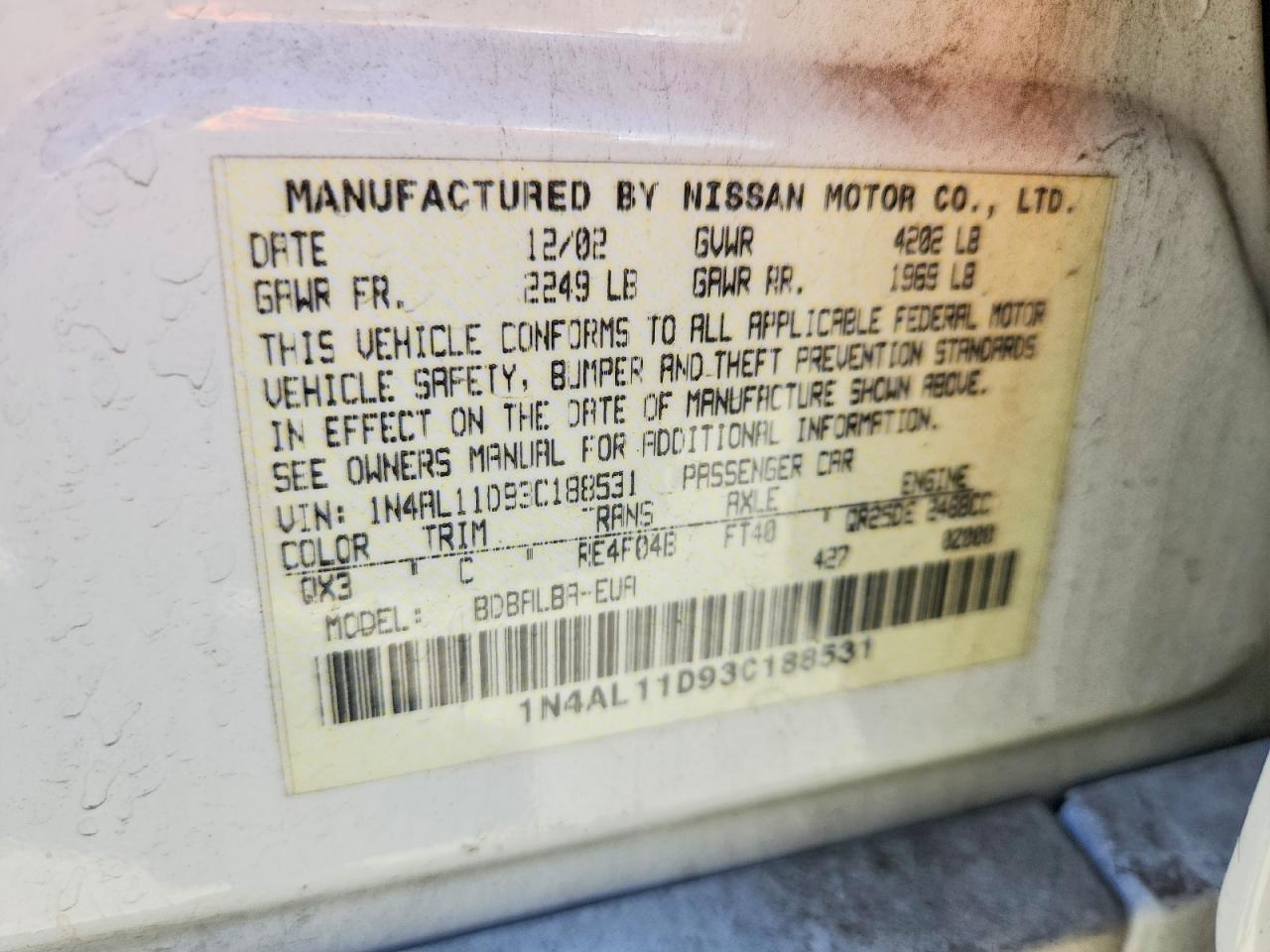 2003 NISSAN ALTIMA