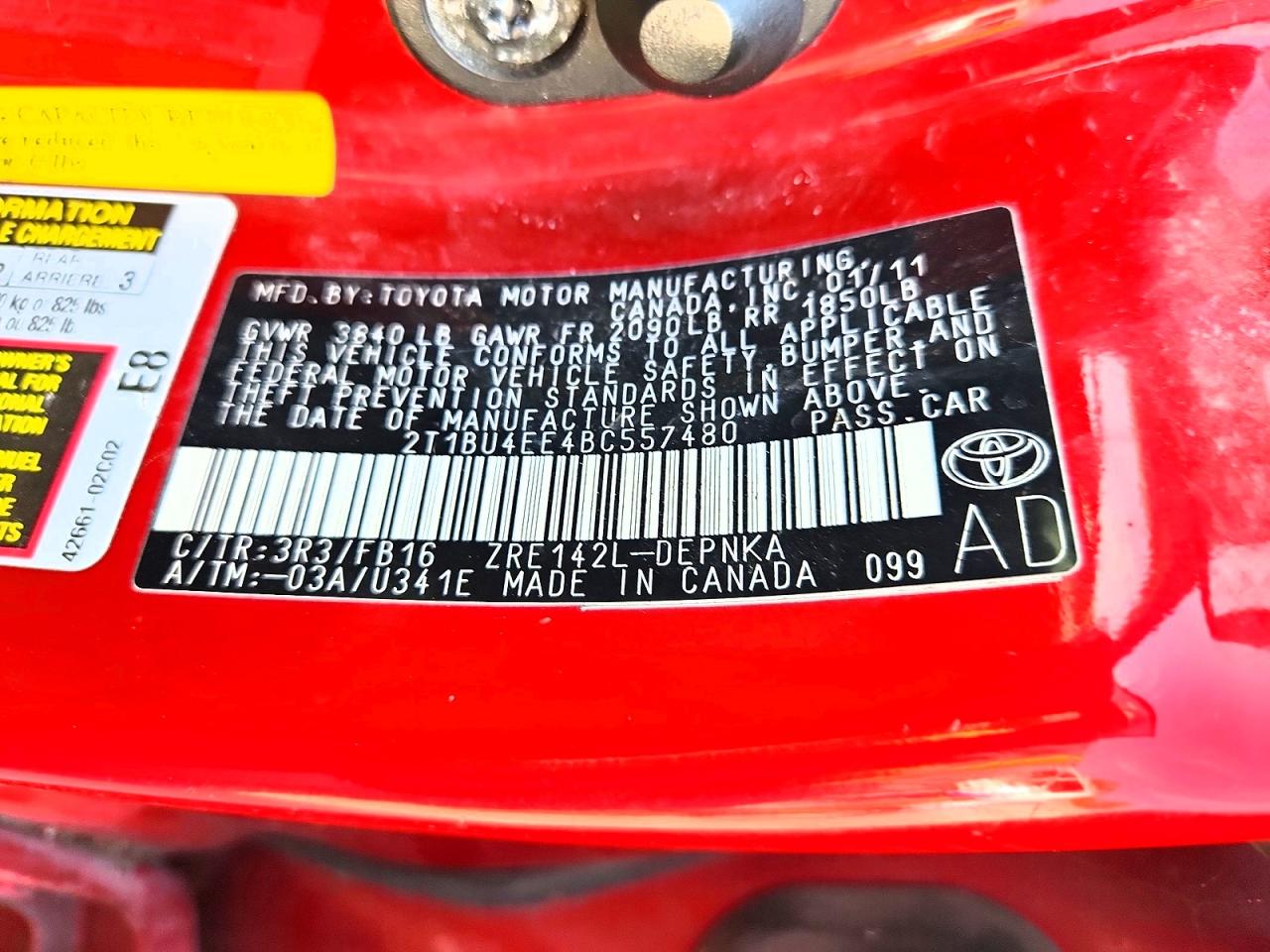 2011 TOYOTA COROLLA