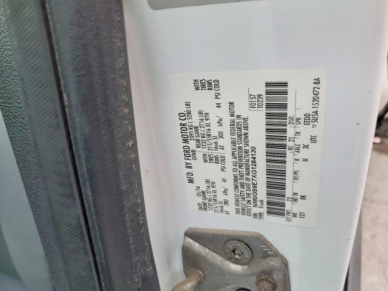 2016 FORD TRANSIT