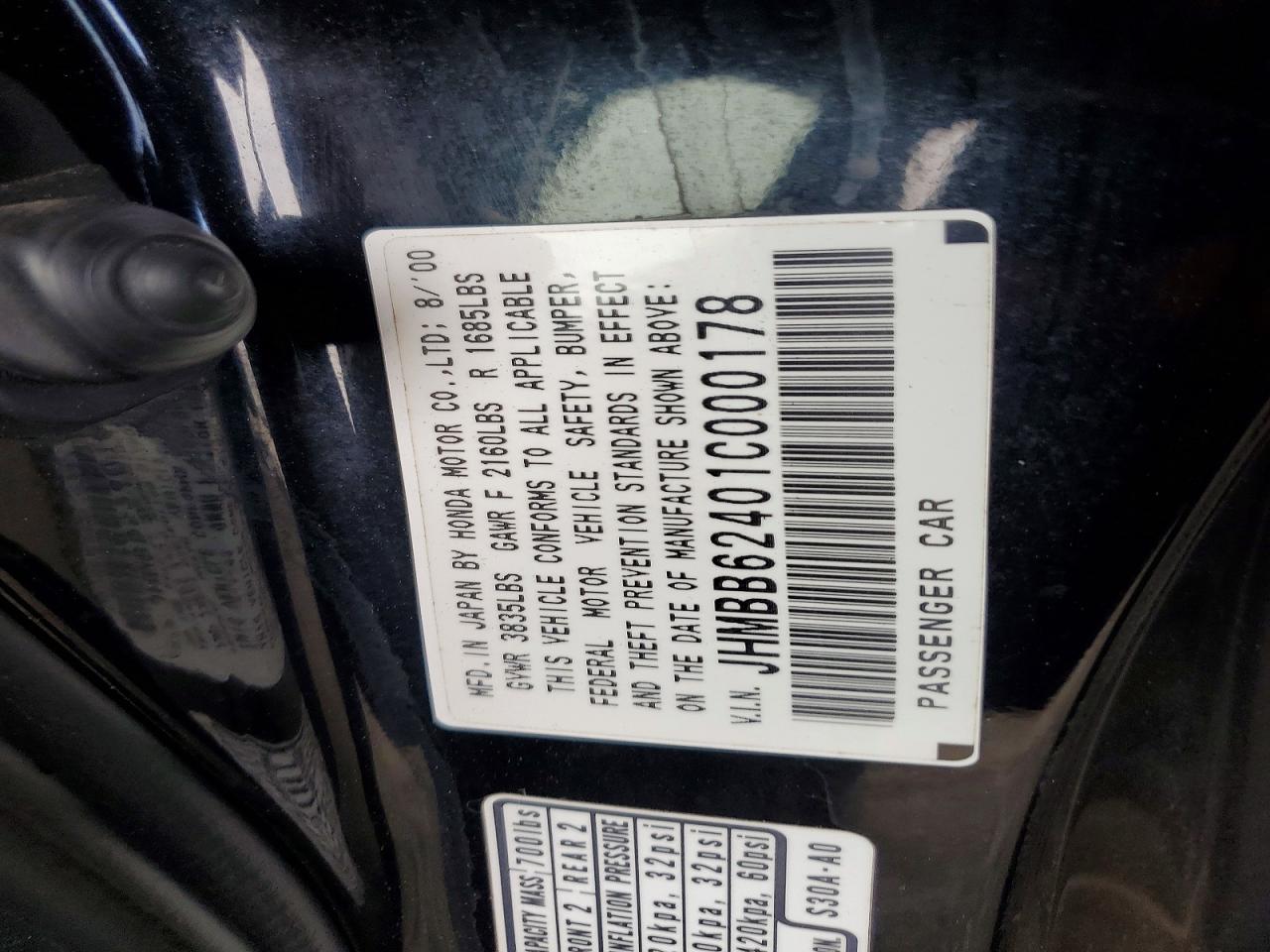 2001 HONDA PRELUDE