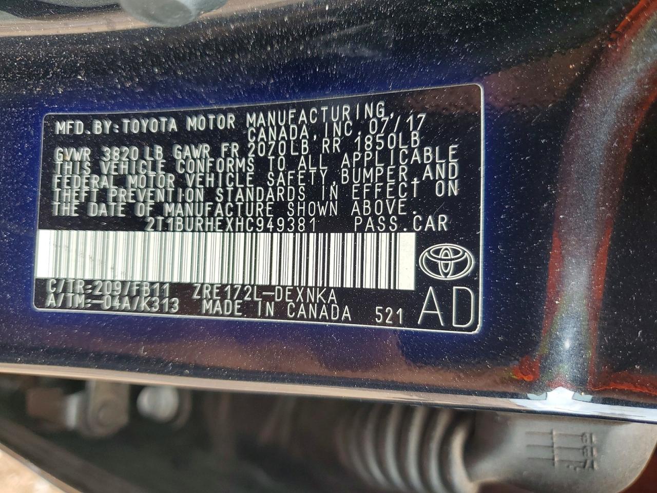 2017 TOYOTA COROLLA