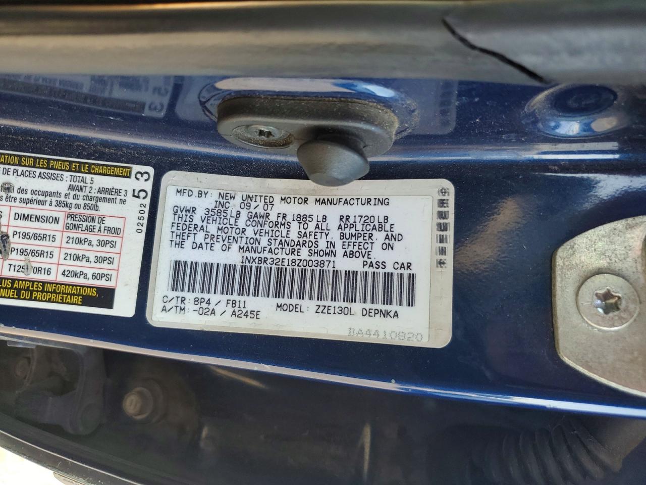 2008 TOYOTA COROLLA
