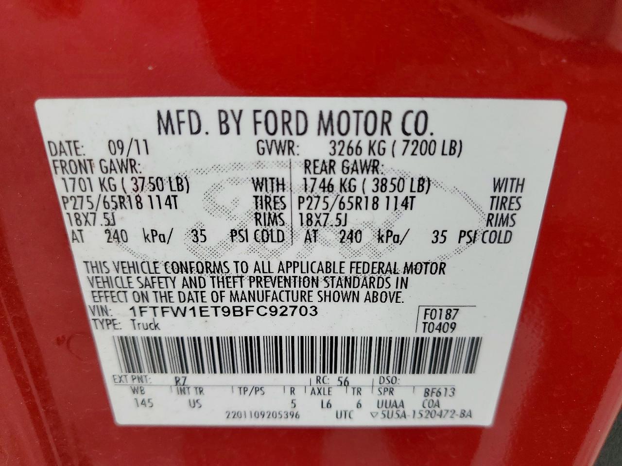 2011 FORD F150