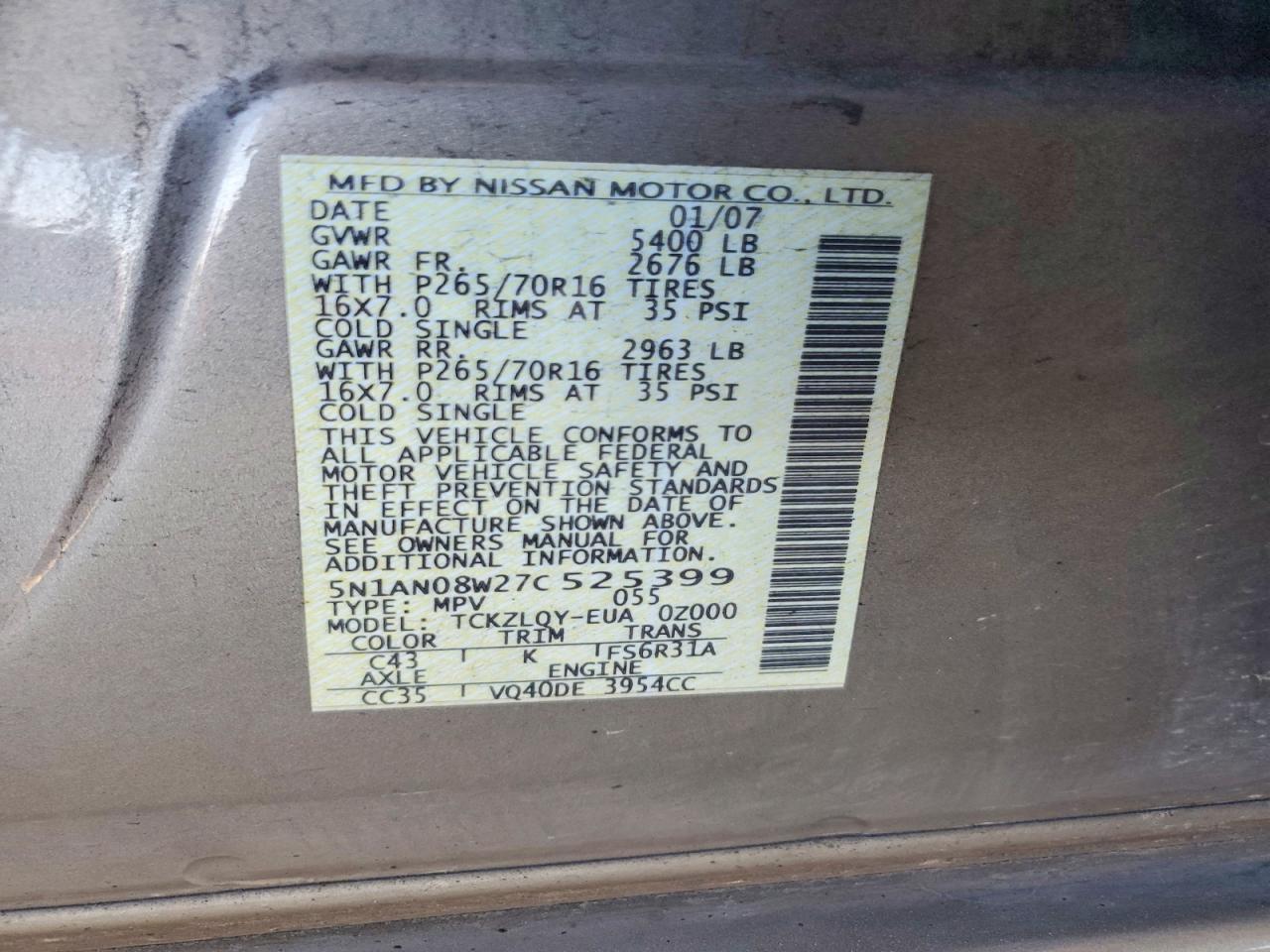 2007 NISSAN XTERRA