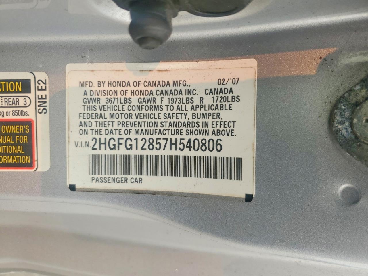 2007 HONDA CIVIC