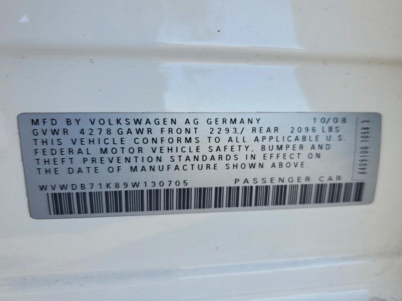 2009 VOLKSWAGEN RABBIT