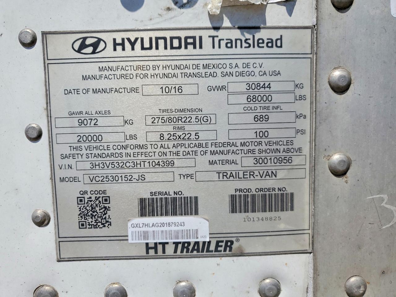 2017 HYUNDAI TRANSLEAD INC