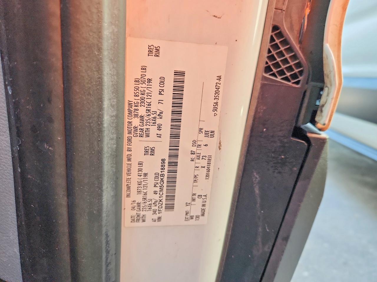2016 FORD TRANSIT
