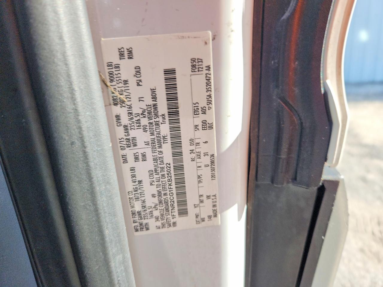 2015 FORD TRANSIT
