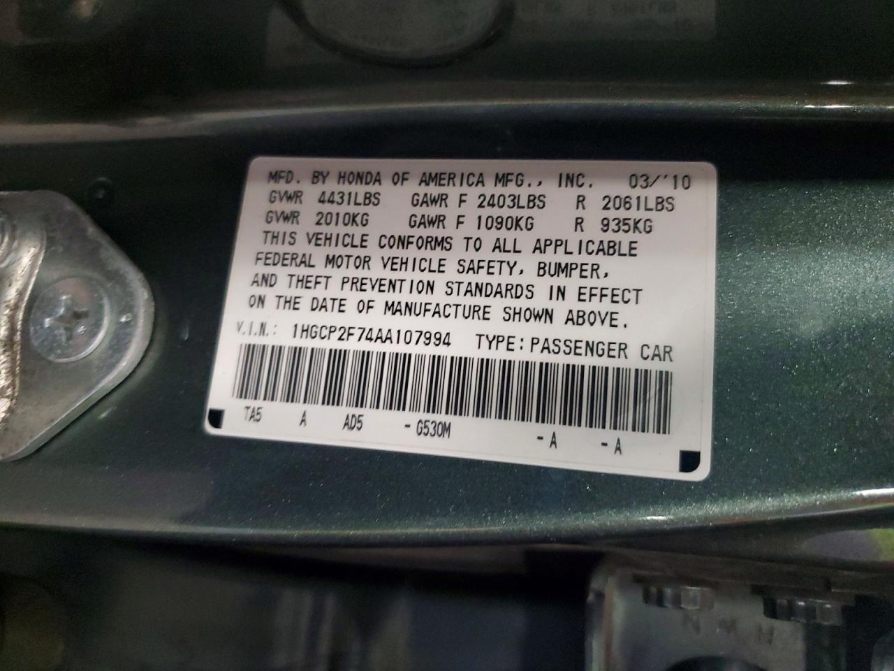 2010 HONDA ACCORD