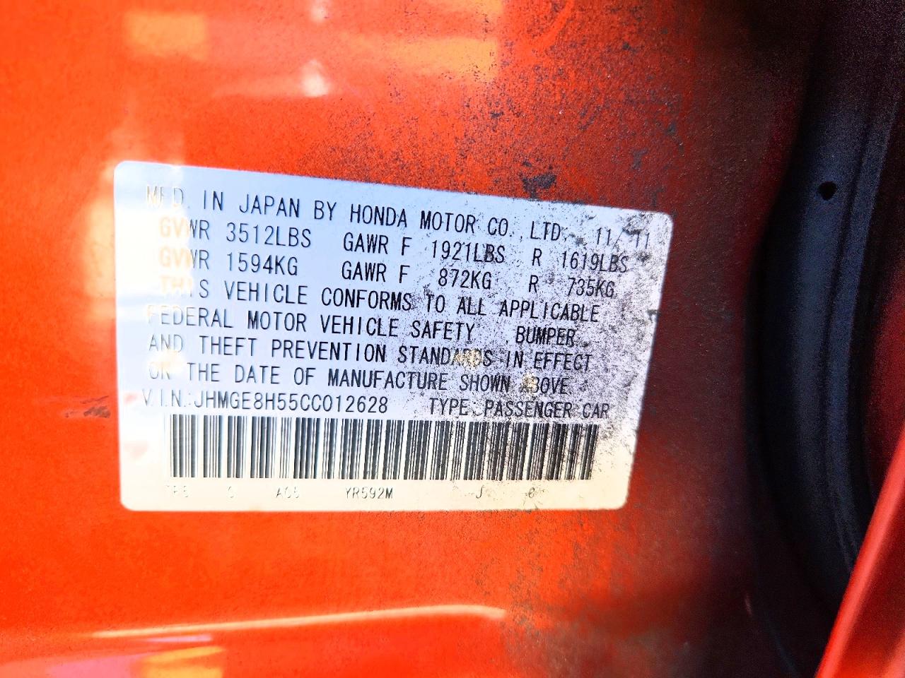 2012 HONDA FIT