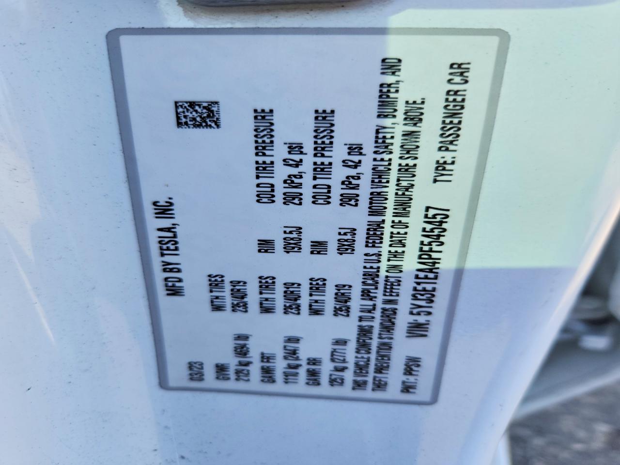 2023 TESLA MODEL 3