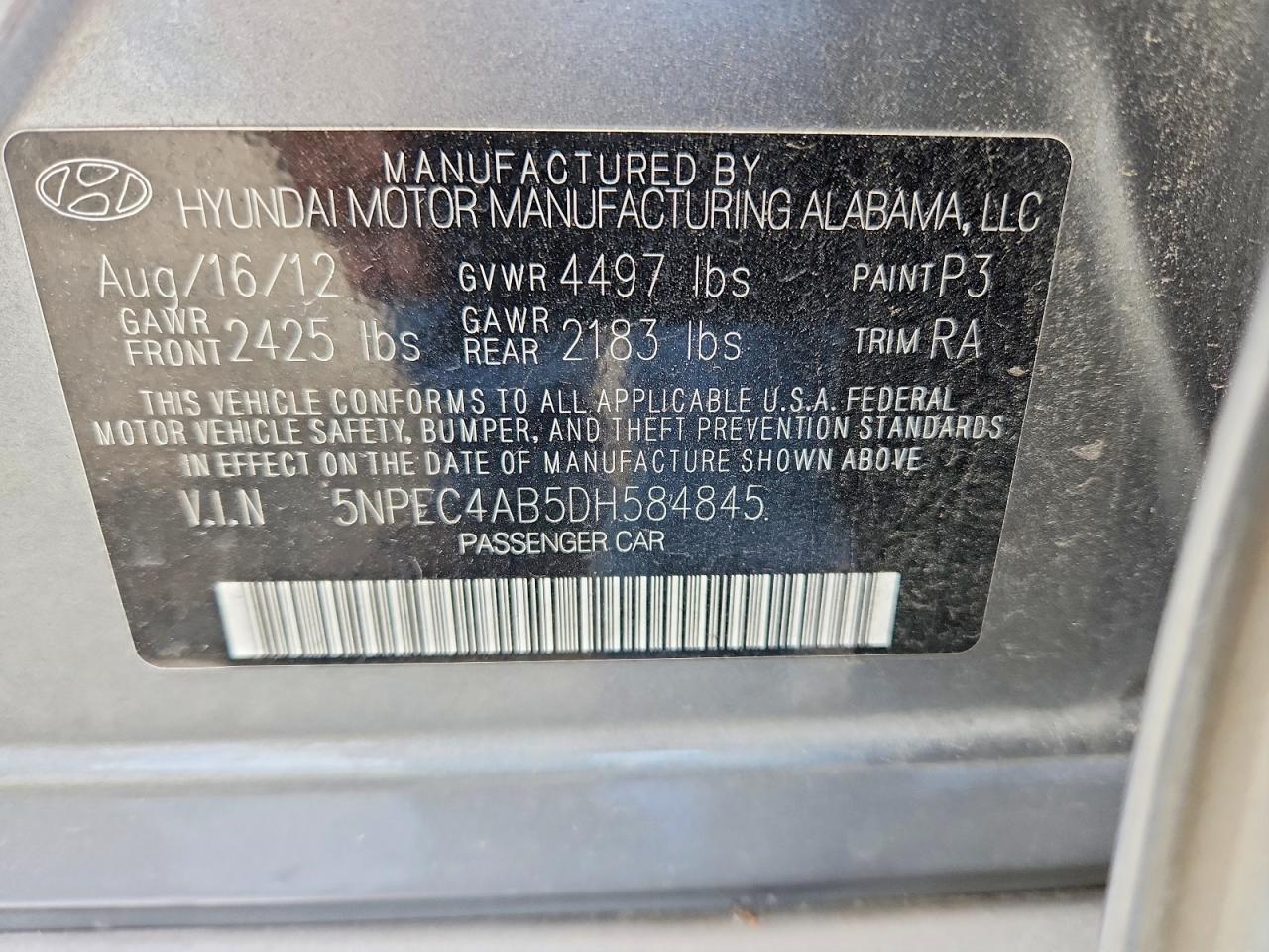 2013 HYUNDAI SONATA