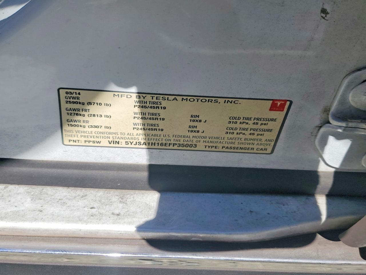 2014 TESLA MODEL S