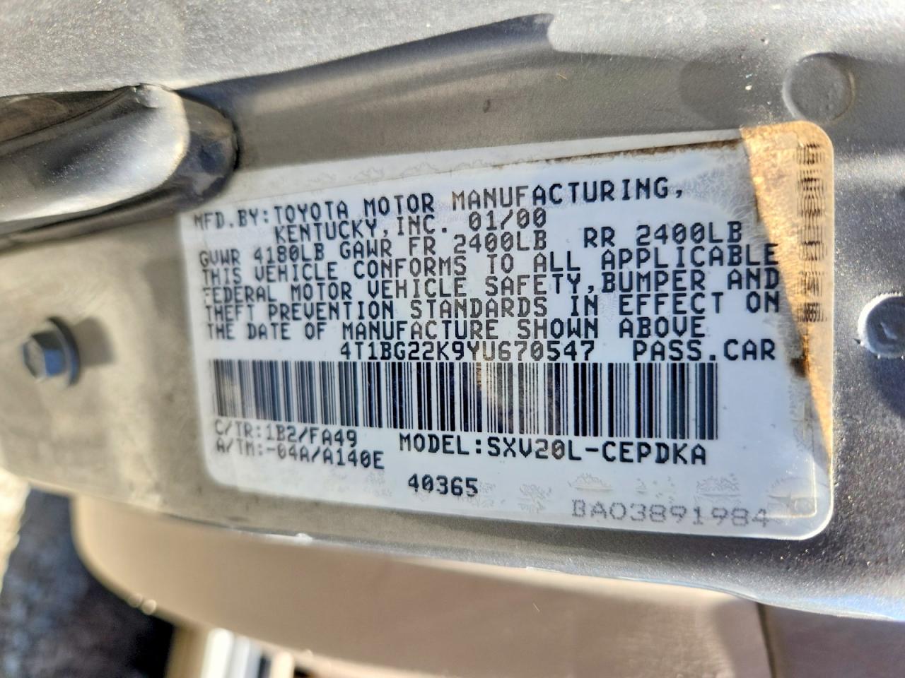 2000 TOYOTA CAMRY