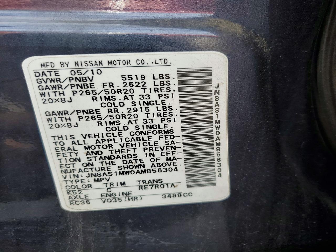 2010 INFINITI FX35