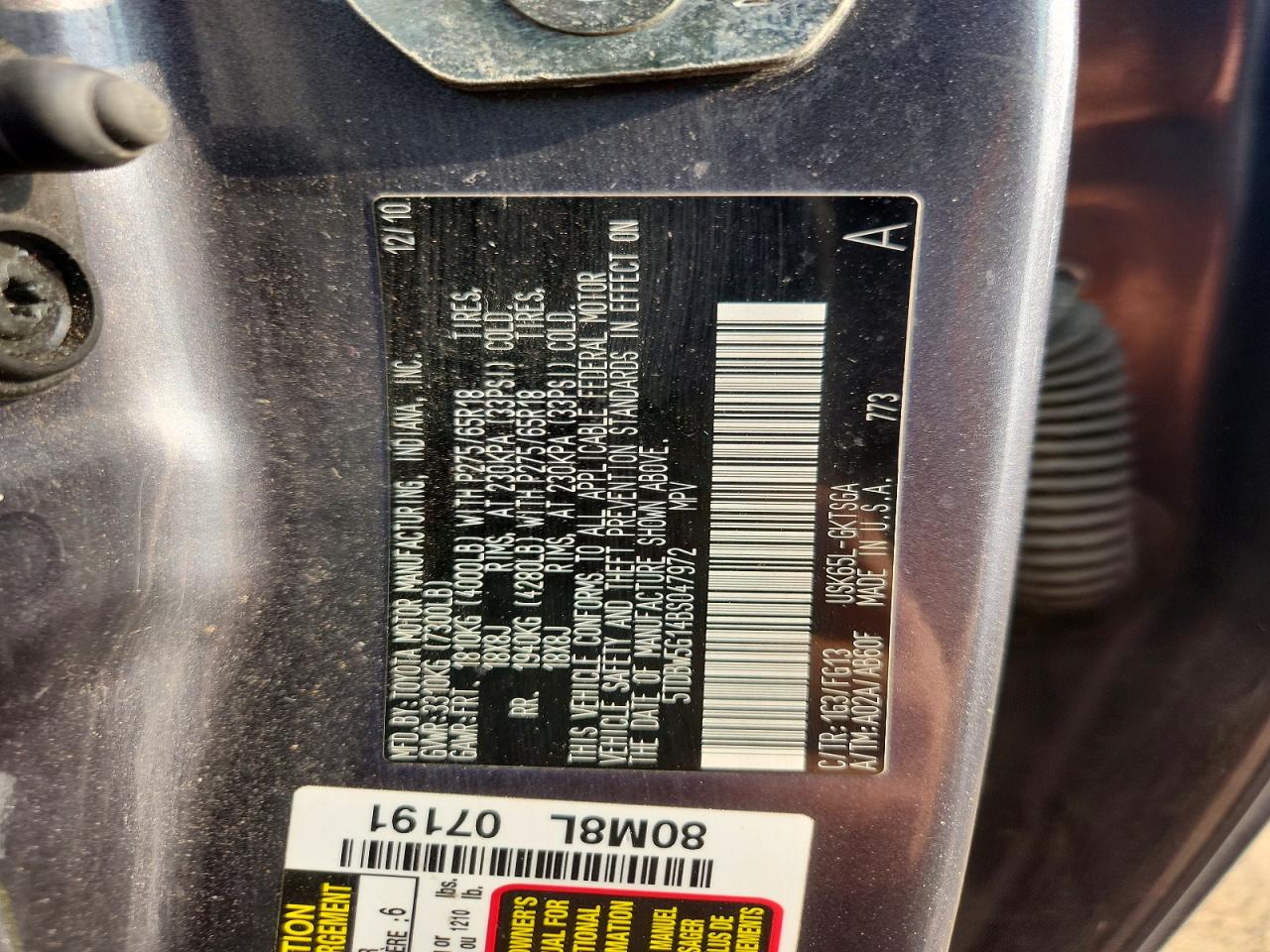 2011 TOYOTA SEQUOIA