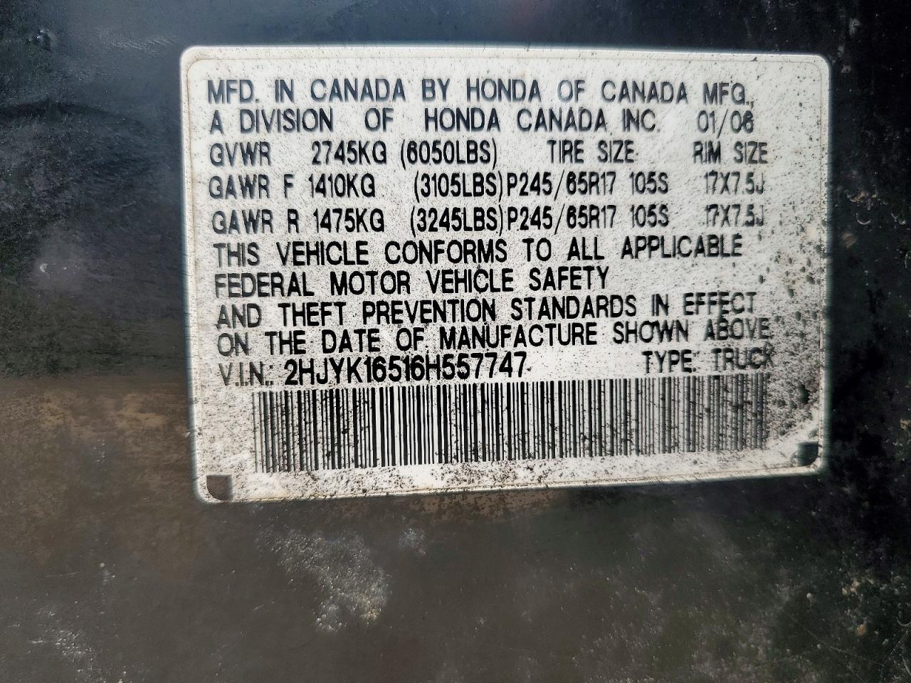 2006 HONDA RIDGELINE