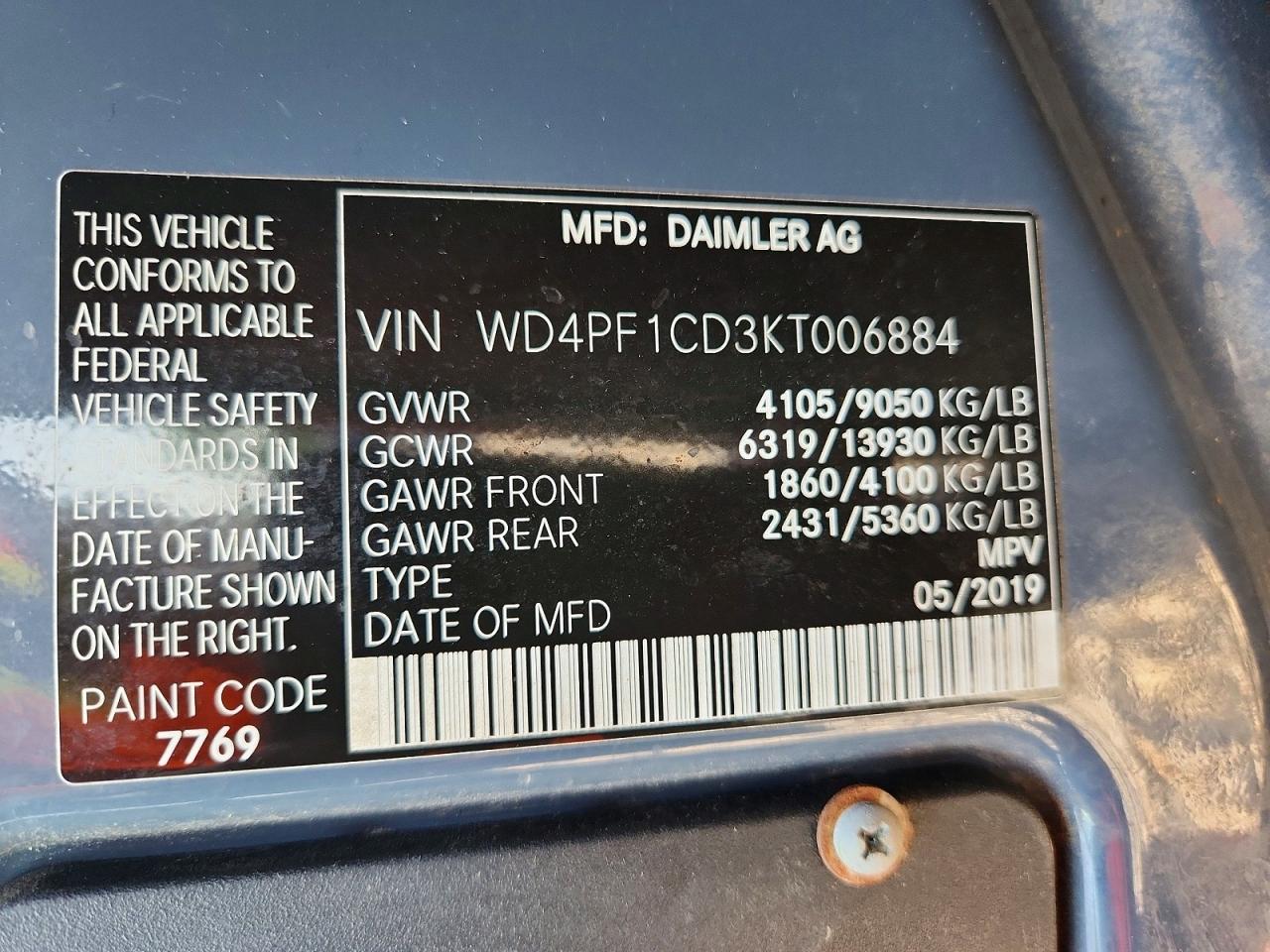 2019 MERCEDES-BENZ SPRINTER