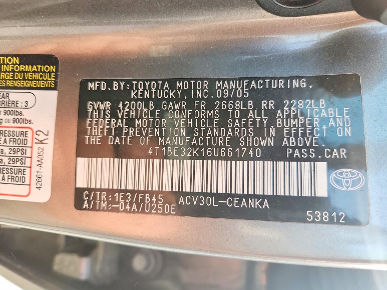 2006 TOYOTA CAMRY